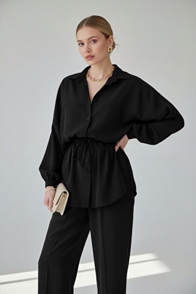 Molly Nelly Γυναικείο Σετ Παντελόνι και Πουκάμισο με Κουμπιά