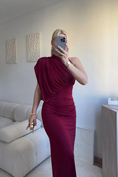 MOZENA Φόρεμα με λεπτομέρεια ντραπέ στον έναν ώμο