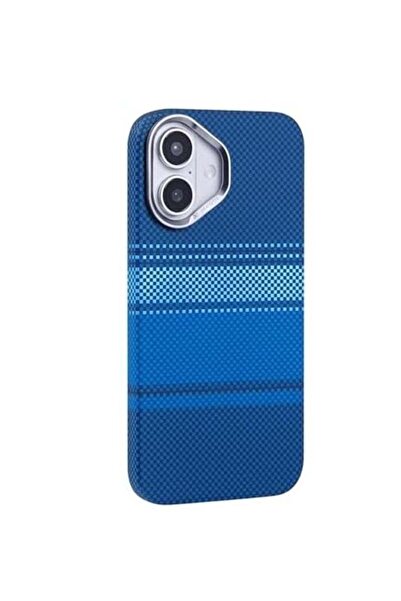erorex جراب هاتف LC لهاتف iPhone 16 – سلسلة Striped Armor باللون الأزرق القطبي