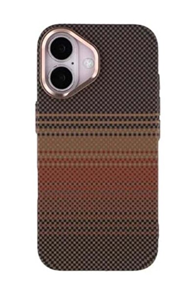 erorex جراب هاتف LC لهاتف iPhone 16 - سلسلة Striped Armor بلون Rustic Ember