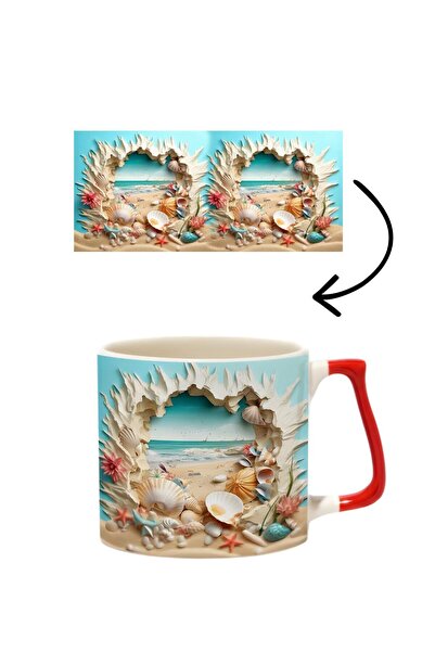 baskigo.com 3D Sea Embossed Pattern Luxury Mug - Gift Ceramic Mug