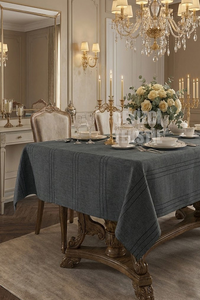 Çt Çeyizci Tekstil Cotton Striped Tablecloth 160X220Cm Cotton Tablecloth Striped