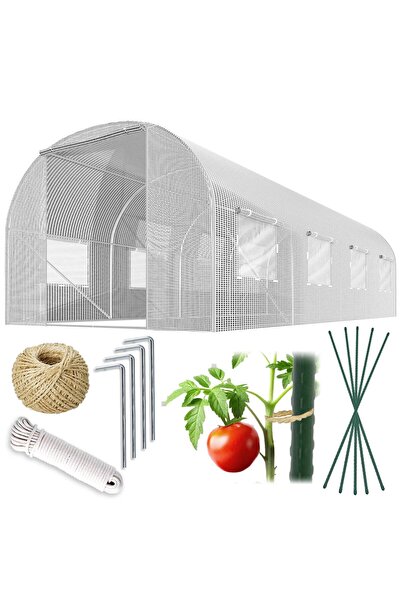 Other Tunel de grădină 3 x 4,5 m (13,5 m2) alb Plonos