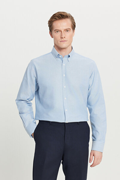 ALTINYILDIZ CLASSICS Чоловіча сорочка синього кольору, 100% бавовна, оксфорд,...