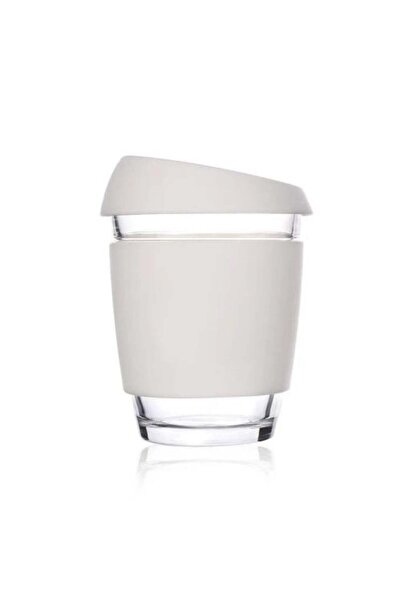 Tripy Glass Cup with Silicone Lid 350 ml White
