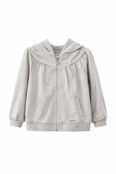 Divonette Girl's pocketed hooded cardigan with pile collar gk1096