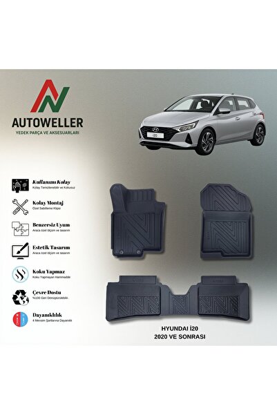 AutoWeller Hyundai i20 2020 Sonrası Havuzlu 3D TPE Oto Paspas Takımı