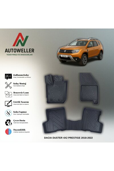 AutoWeller Dacia Duster 2018-2022 4x2 Prestige Paket Havuzlu 3D TPE Oto Paspa...