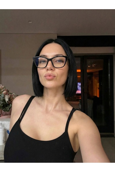 funeyes Helen Cornered Slanted Black Trend Popular Blue Light Protection Glas...