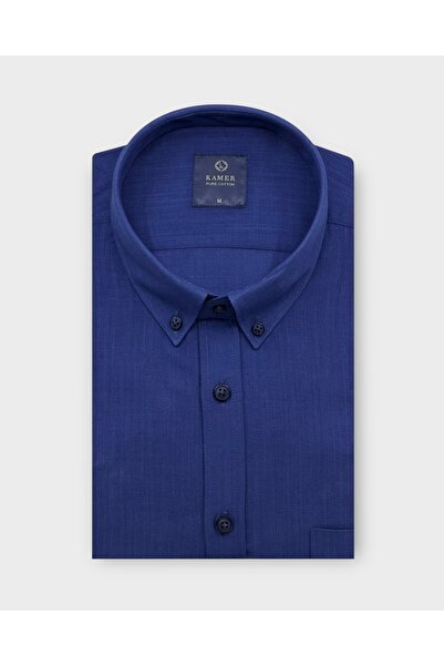 KAMER REGULAR FIT %100 PAMUK UZUN KOLLU DÜĞMELİ YAKA DÜZ LACİVERT GÖMLEK 3691L