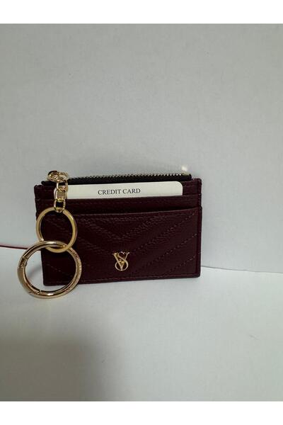Lisinya Women's Zippered Card Holder Claret Red Side Wallet