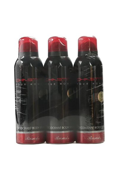 Rasasi Chastity Deodorant Body Spray for Men, 200ml Per Piece- Pack of 3