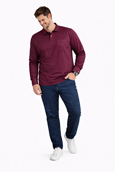 BayBayan Pulover din bumbac pieptănat cu guler tip cămașă și mânecă lungă