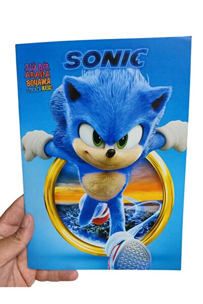 Emrah Gültekin Stickerlı Sonic Boyama Kitabı 16 Karakter Boyama + Kes Yap Mas...