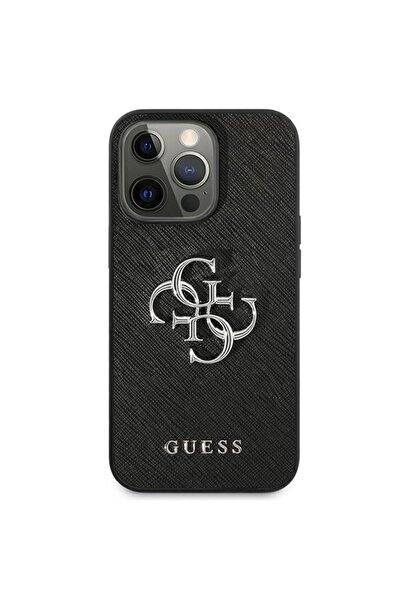 Guess Saffiano 4G Metal Logo Case for iPhone 13 Pro - Black