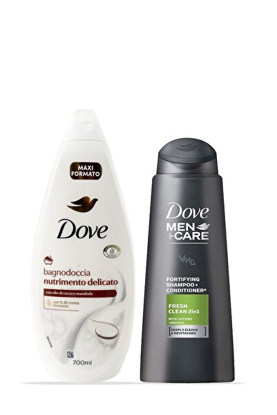 Dove Shampoo 400ML MEN CLEAN FRESH + Pampering Shower Gel 700 ml