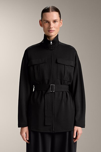 Oysho جاكيت طويل ناعم الملمس مع مودال وحزام