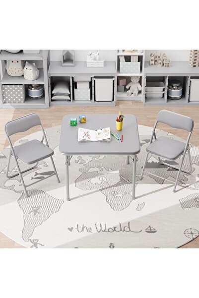 Garvee طقم طاولة وكراسي قابلة للطي للأطفال مكون من 3 قطع مع مقاعد مبطنة بوسائ...