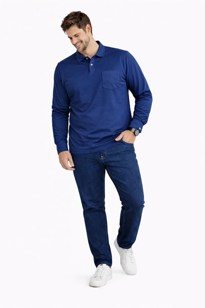 BayBayan Shirt Collar Long Sleeve Combed Cotton Sweater