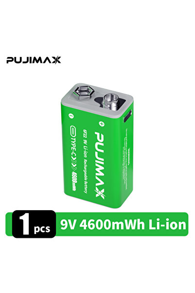 PUJIMAX بطارية ليثيوم أيون قابلة لإعادة الشحن 9 فولت، متوافقة مع كابل بيانات ...