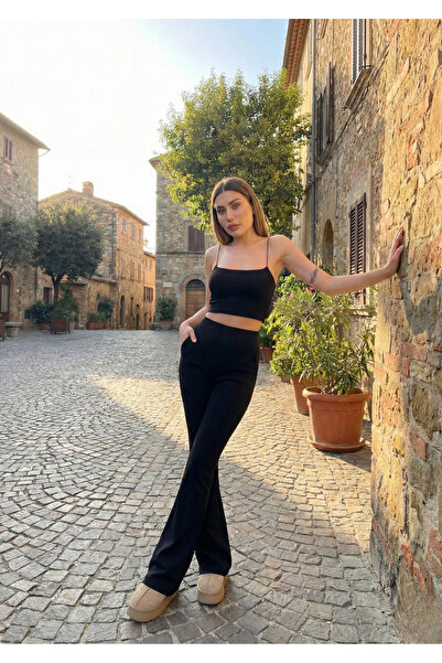 Moda Hour Flared Sweatpants Elastic Trousers Women