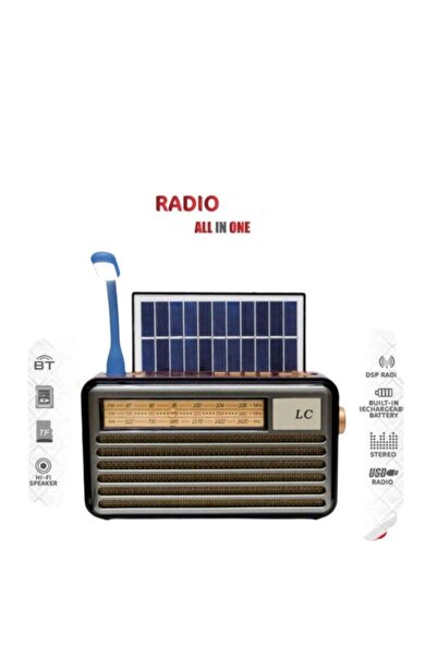 LC راديو شمسي محمول متعدد الوظائف مزود بتقنية بلوتوث وإضاءة LED