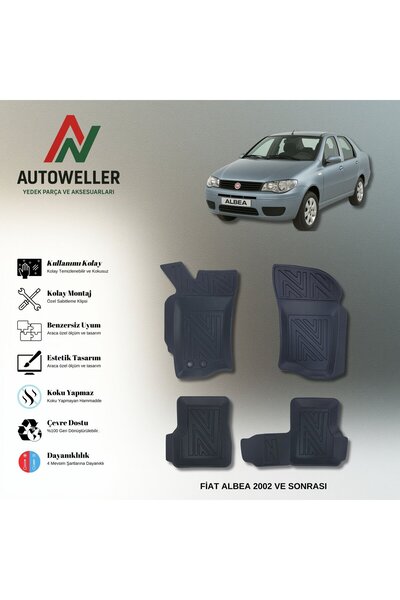 AutoWeller Fiat Albea 2002 Sonrası Havuzlu 3D TPE Oto Paspas Takımı