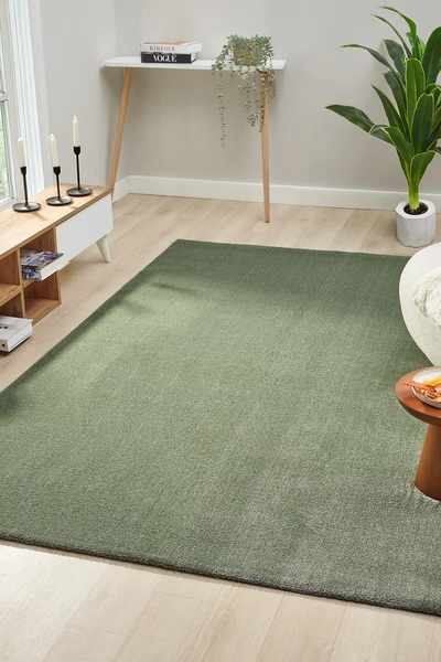 Turkrugs Bali Serisi Yeşil Renkli Mikrofiber Antialerjik Düz Renk Halı
