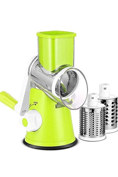 LC قطاعة خضراوات يدوية دوارة بثلاث شفرات من الفولاذ المقاوم للصدأ، تصميم بمقب...