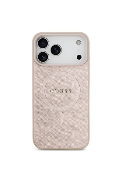 Guess Saffiano Classic Logo MagSafe Case for iPhone 17 Pro Max - Pink