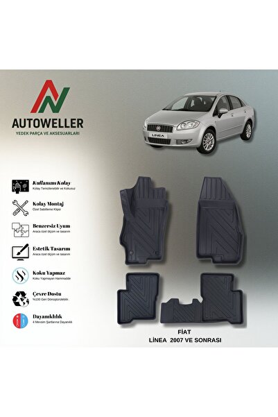 AutoWeller Fiat Linea 2007 Sonrası Havuzlu 3D TPE Oto Paspas Takımı