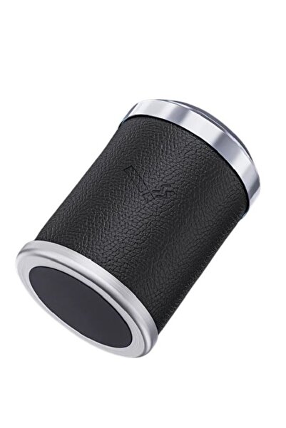Space Leather-covered, push-button black ashtray with light / icku60