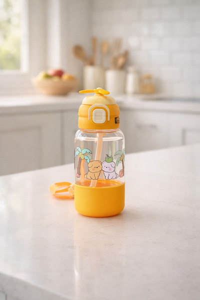 Kitchen Way Figured Polycarbonate Water Bottle 650 ml Bpa Free Lightweight Du...