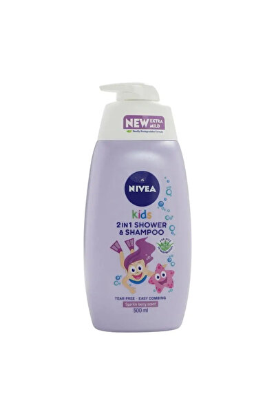 NIVEA جل استحمام وشامبو للأطفال ٢ في ١ برائحة التوت المتلألئة - ٥٠٠ مل