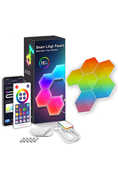 EqiEch مصابيح جدارية سداسية ذكية مع مزامنة رائعة للموسيقى، تحكم ذكي عبر التطب...