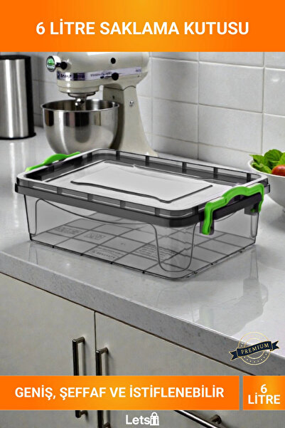 Letsii 6 Liter Stackable Clear Clip Lid Bpa Free Shallow Storage Organizer Bin