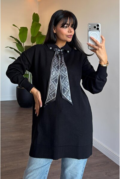 Mahhar Korsman Flarlı Tunik - Siyah