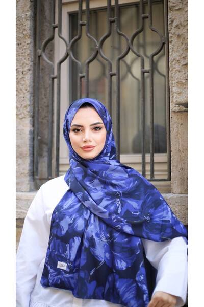 efdal şal eşarp Poppy Flower Pattern Crepe Shawl