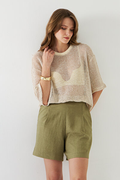 Camenta Bisiklet Yaka Simli File Merserize Triko