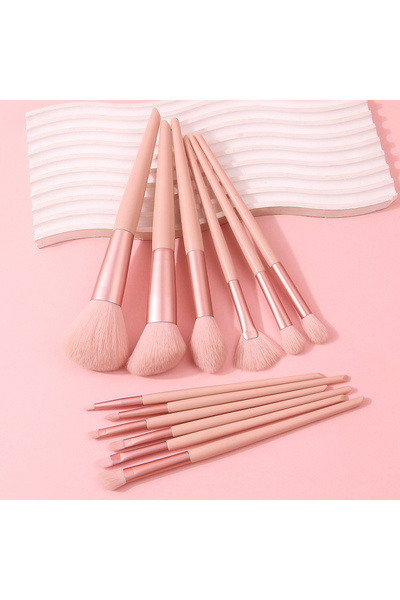 Choice1 مجموعة فرش مكياج وردية اللون مكونة من 12 قطعة، تشمل فرش الكونسيلر، وف...