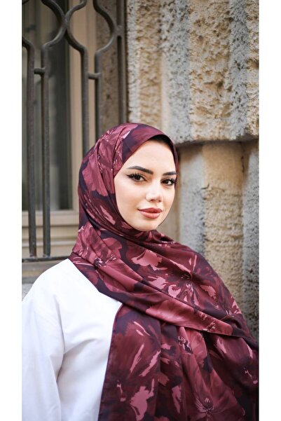 efdal şal eşarp Poppy Flower Pattern Crepe Shawl