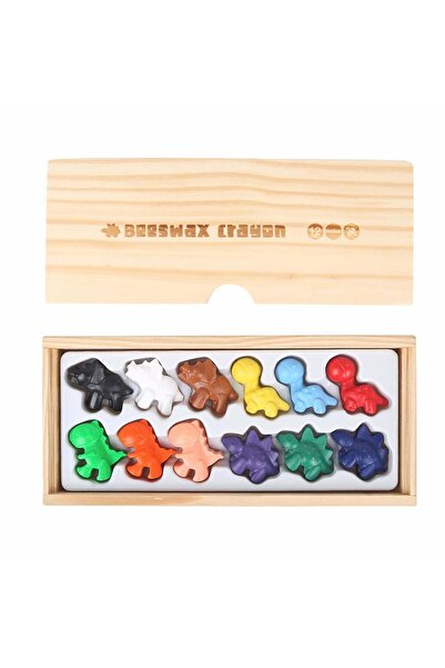 DOMİ Jar Melo - Beeswax Crayon - Cute Dinosaurs - 12pcs