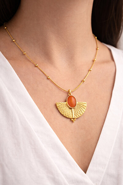 POYASE قلادة على شكل مروحة عتيقة مع سلسلة قابلة للتعديل من الفولاذ المقاوم لل...