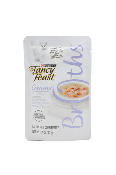 Purina Fancy Feast Cat Food Creamy Broths Wild Salmon and Whitefish 40gms