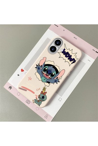 quırkshıeld iPhone 16 Compatible White Leather Textured Silicone Protects Camera Shock-Absorbing Case Stitch