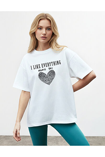 caddekombin Figurină inimă strălucitoare de cristal pentru femei, albă tricou