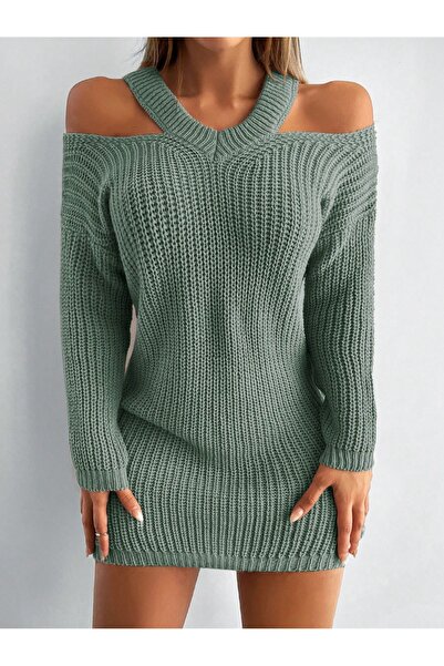 citystyle Women's Knitwear Dress Tunic Mint Long T-Sleeve Shoulder Detail Cas...