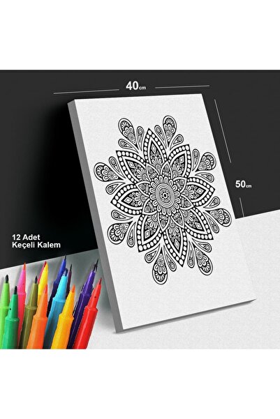 Yatinks Yıldız Işığı 40x50 Mandala Tuval Boyama Seti - 12'li Keçeli Kalem İle...