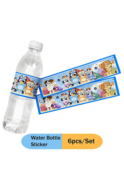 Choice ملصقات زجاجات، 6 قطع، زينة حفلات أعياد ميلاد مستوحاة من بلووي، كلب كرت...