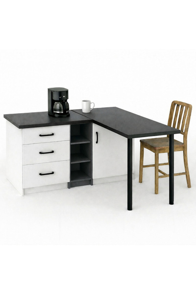 Tdesigno Nara L Mutfak Adası - 3 Çekmeceli 1 Kapaklı - Çok Amaçlı Dolap - Alt...